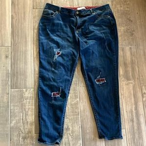 Est. 1946 Denim Mid Rise Size 24W With distress and patches